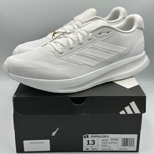 Adidas Runfalcon 5 Triple White Cloudfoam Running Shoes Men's 13 IH7757 NIB